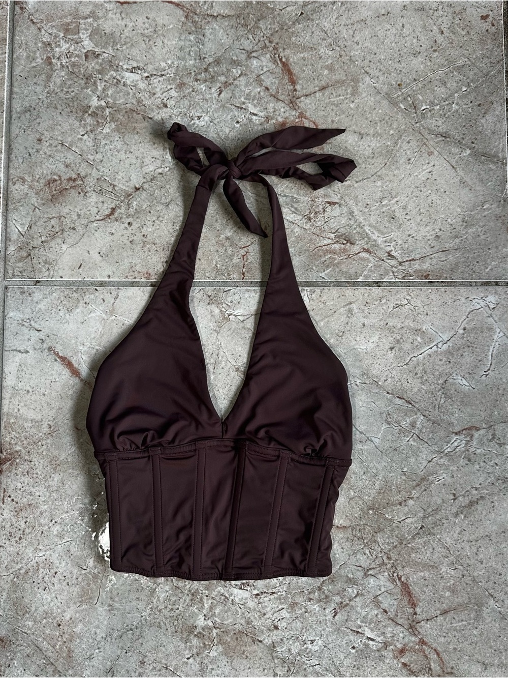 Gilly Hicks Brown Halter Crop Top